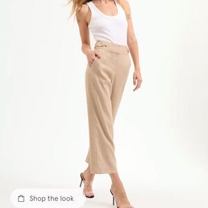 Veronica Beard Aubrie Linen Tan Pants